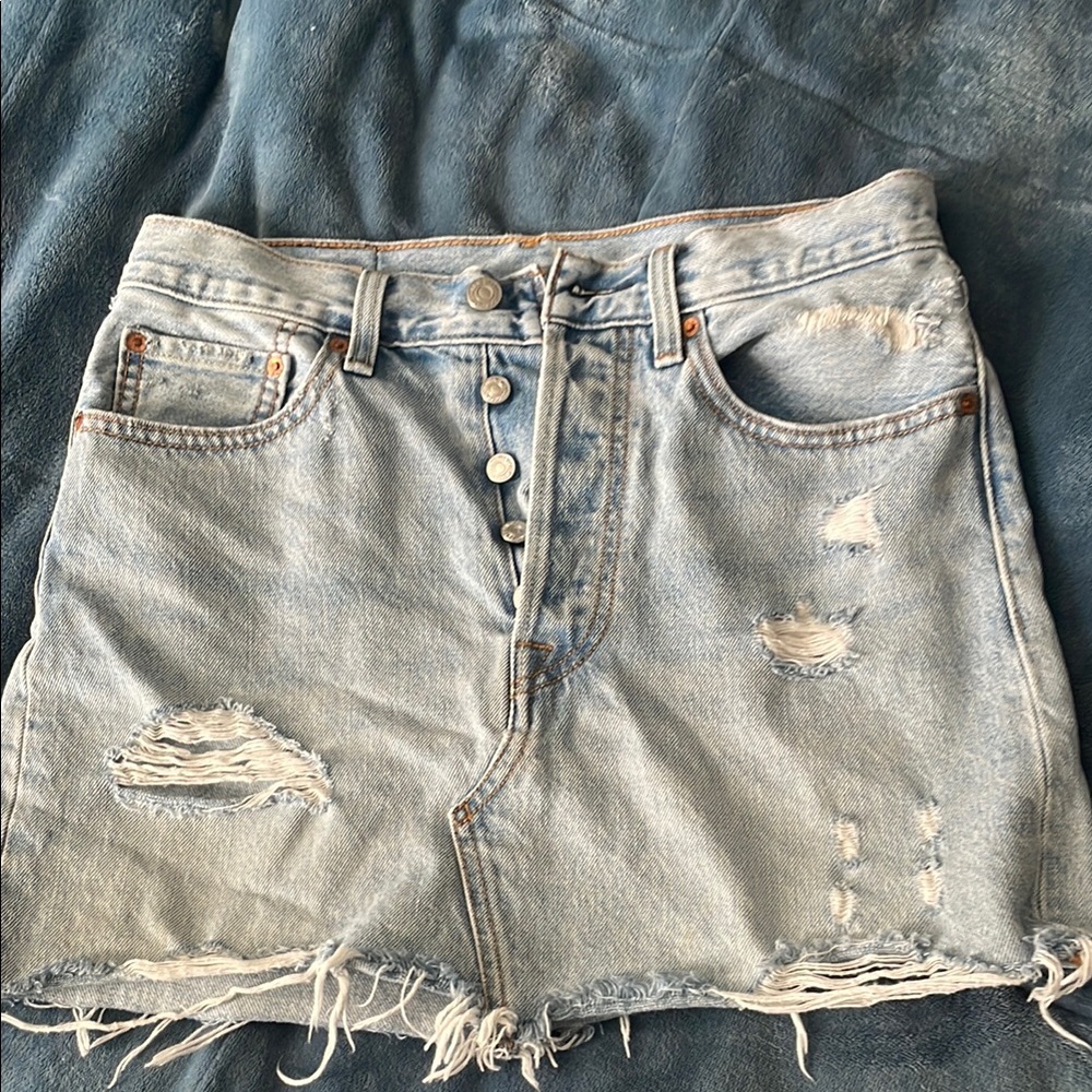 Levi's Blue Casual Mini Skirt Distressed